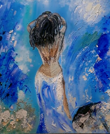 Painting titled "Sapphire Waves" by Alexandra Roberts, Original Artwork, Acrylic