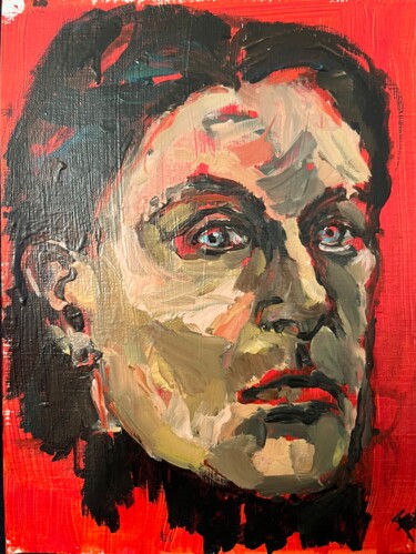 Peinture intitulée "Red kiss" par Isabelle Fauquez, Œuvre d'art originale, Huile Monté sur Carton