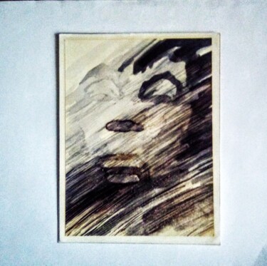 Drawing titled "Jimi Hendrix" by Maribo, Original Artwork, Ink Mounted on Cardboard