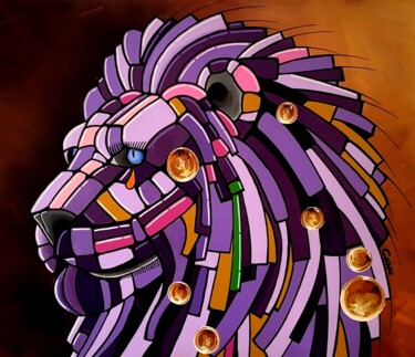 Peinture intitulée "le lion a la fierté…" par Pascal Chaduiron (Cha), Œuvre d'art originale, Acrylique Monté sur Châssis en…