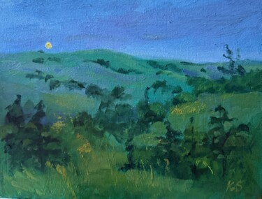Painting titled "Twilight hills" by Artkaso, Original Artwork, Oil