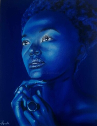 Dibujo titulada "Rêve d'indigo" por Hesti Art, Obra de arte original, Pastel