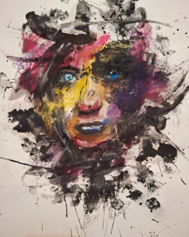 绘画 标题为“Color face” 由Bruno Tendeiro, 原创艺术品, 粉彩 安装在其他刚性面板上
