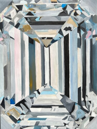 Painting titled "Fifth" by Darina Abramova, Original Artwork, Oil Mounted on Wood Panel