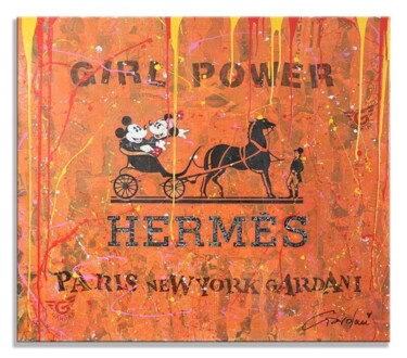 绘画 标题为“Hermes Girl Power” 由Gardani, 原创艺术品, 丙烯 安装在木质担架架上