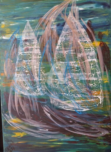 Peinture intitulée "Rêve... Traverser l…" par Colette Pennarun, Œuvre d'art originale, Huile Monté sur Châssis en bois