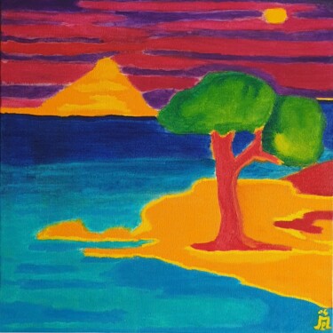 Peinture intitulée "Pays Lointain" par Patricia Marie Emma Milan, Œuvre d'art originale, Huile Monté sur Châssis en bois