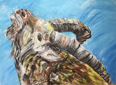 Malerei mit dem Titel "Steinbock" von Doris Meissner, Original-Kunstwerk, Acryl