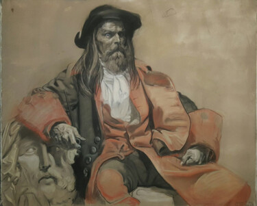 Painting titled ""The pirate"" by Tewodros Abebaw Zeleke, Original Artwork, Charcoal