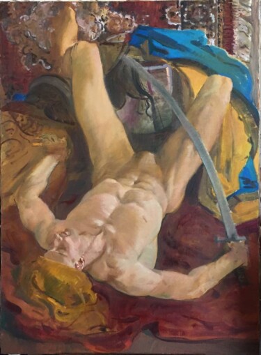 "Warrior of gods" Painting titled ""Warrior of gods"" by Tewodros Abebaw Zeleke, Original Artwork, Oil