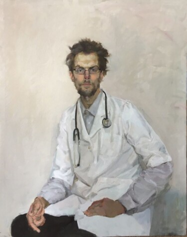 Painting titled ""Doctor!"" by Tewodros Abebaw Zeleke, Original Artwork, Oil