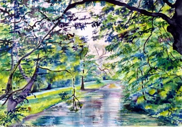 绘画 标题为“Tow path along the…” 由Elizabeth Sadler, 原创艺术品, 水彩