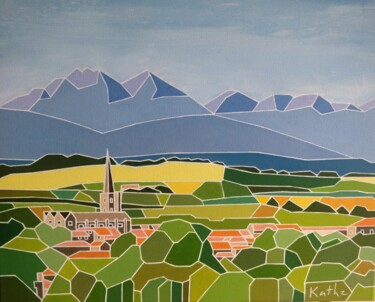 Painting titled "Mirepoix sous le so…" by Kathz, Original Artwork, Acrylic Mounted on Wood Stretcher frame