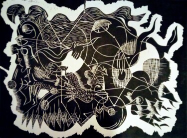 印花与版画 标题为“Astromorphe” 由Rose Marlin, 原创艺术品, Linocuts
