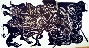 印花与版画 标题为“Astromorphe 2” 由Rose Marlin, 原创艺术品, Linocuts