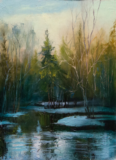Pittura intitolato "Холодная вода" da Andrei Iakovlev, Opera d'arte originale, Olio