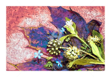 제목이 "3 Fleurs Bleu"인 그림 Dominique Coppens로, 원작, 수채화