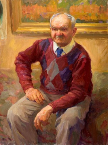 Painting titled "Artist D.A. Chvala" by Viktor Cyganuk, Original Artwork, Oil Mounted on Wood Stretcher frame