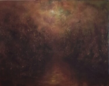 D'après August Piepenhagen, Moonlight and Fog on the Lake Painting titled "D'après August Piep…" by Amazeigh Bouzékri, Original Artwork, Oil Mounted on Wood Stretcher frame