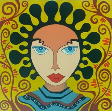 Painting titled "Abstract woman port…" by Cesare Andreoli, Original Artwork, Acrylic