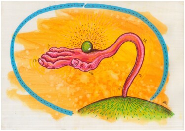 Pintura titulada "Un petit pois !" por Sylvain Raymond, Obra de arte original, Acrílico