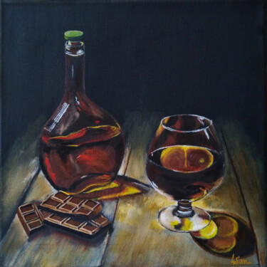 Painting titled "Men like chocolate,…" by Liubov Samoilova, Original Artwork, Oil Mounted on Wood Stretcher frame
