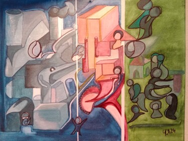 Painting titled "De l'esclavage mode…" by Yannick Cabon, Original Artwork, Acrylic Mounted on Wood Stretcher frame