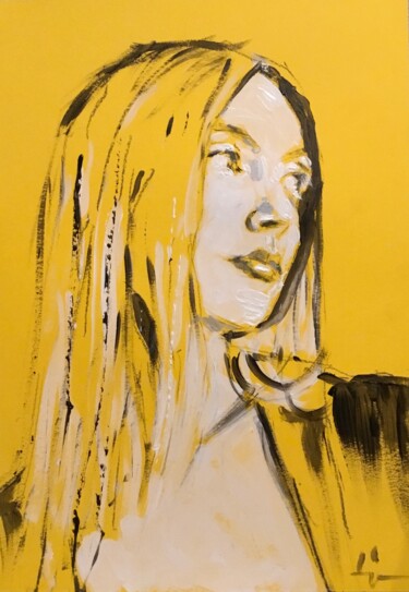 绘画 标题为“Étude sur Jaune” 由Dominique Dève, 原创艺术品, 丙烯