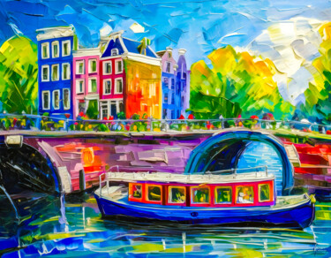 Blue Echoes by the Canal | Impression Amsterdam No. 319 "Blue Echoes by the…" başlıklı Dijital Sanat Mathias (1975) tarafından, Orijinal sanat, Dijital Resim