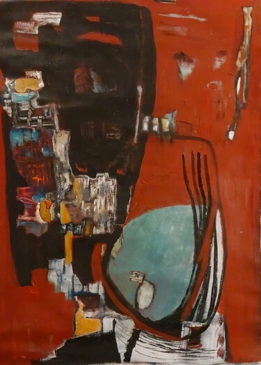 Peinture intitulée "L'oiseau penseur." par Monique Morellec, Œuvre d'art originale, Acrylique