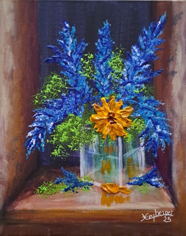 Schilderij getiteld "Bouquet Lilia" door Céline Liliane Heyberger, Origineel Kunstwerk, Acryl Gemonteerd op Karton