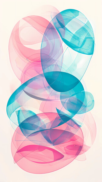 abstract pink and blue, green lins and circles Digital Arts titled "abstract pink and b…" by Marina Pokachalova (Marina Artsea), Original Artwork, Digital Painting