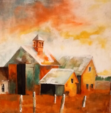 Painting titled "Aurore" by Sylvie Vandensteendam, Original Artwork, Acrylic Mounted on Wood Stretcher frame