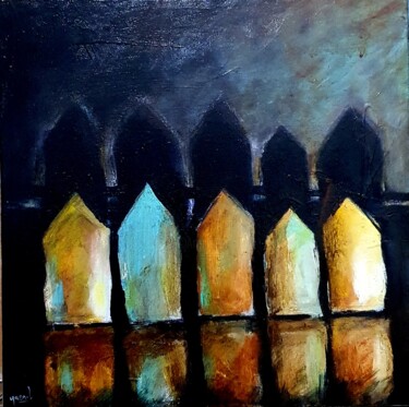 Peinture intitulée "Les 5 - Version 1"" par Yann Laurent, Œuvre d'art originale, Huile