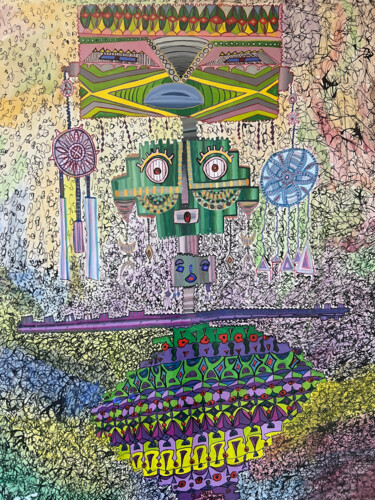 Schilderij getiteld "Observer" door Sajiaa Trabelsi, Origineel Kunstwerk, Acryl