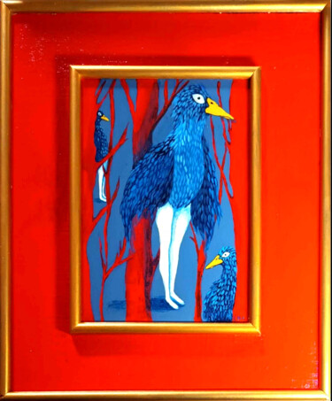 Peinture intitulée "LA FORÊT AUX CANARDS" par Cha, Œuvre d'art originale, Acrylique Monté sur Autre panneau rigide