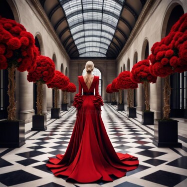 数字艺术 标题为“La grande robe rouge” 由Valérie Colace, 原创艺术品, AI生成的图像