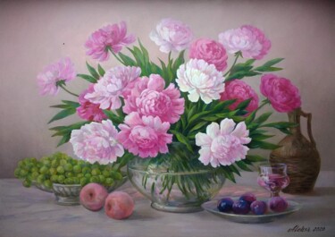 绘画 标题为“Bouquet of peonies,…” 由Aleksa Assembler, 原创艺术品, 油
