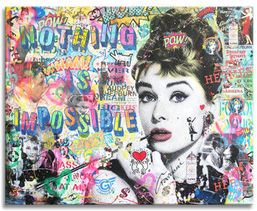 Audrey Always Schilderij getiteld "Audrey Always" door Gardani, Origineel Kunstwerk, Acryl Gemonteerd op Frame voor houten brancard