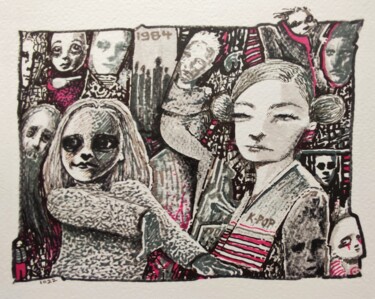 Tekening getiteld "K-pop Leia" door Milto Sideris, Origineel Kunstwerk, Marker