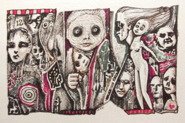 Disegno intitolato "Girl next door" da Milto Sideris, Opera d'arte originale, Pennarello