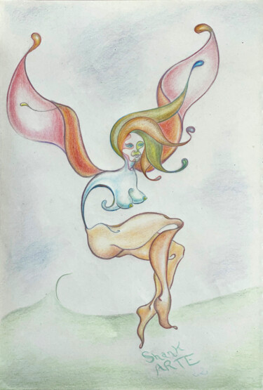 Dessin intitulée "Le printemps ou en…" par Shank Arte, Œuvre d'art originale, Crayon