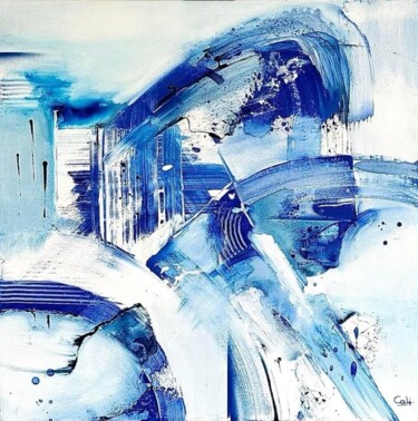 绘画 标题为“Esprit bleu” 由Cali, 原创艺术品, 丙烯 安装在木质担架架上