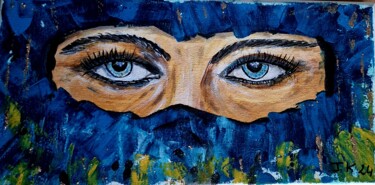 绘画 标题为“Regard voilé” 由Jocelyne Kyriacou, 原创艺术品, 丙烯 安装在木质担架架上