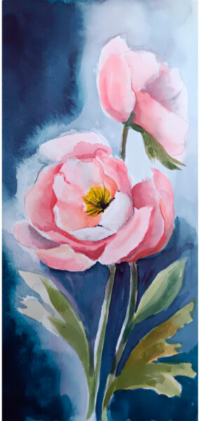 Pintura intitulada "Delicate flower" por Galina Ivanova, Obras de arte originais, Aquarela