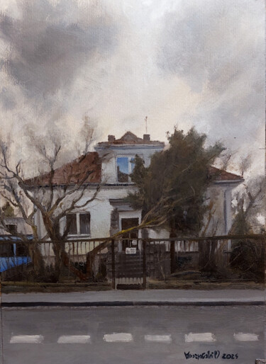 Painting titled "Old house in Olsza…" by Piotr Muszyński, Original Artwork, Oil