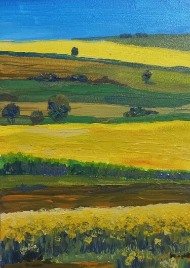 Painting titled "Painting - Yellow f…" by Miroslava Samoshkina, Original Artwork, Acrylic