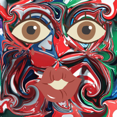 Digital Arts titled "Abstract Face" by Mary Gov, Original Artwork, Digital Painting