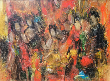 Unknown Figures Painting titled "Unknown Figures" by Aleqsandr Hovhannisyan, Original Artwork, Oil Mounted on Wood Stretcher frame