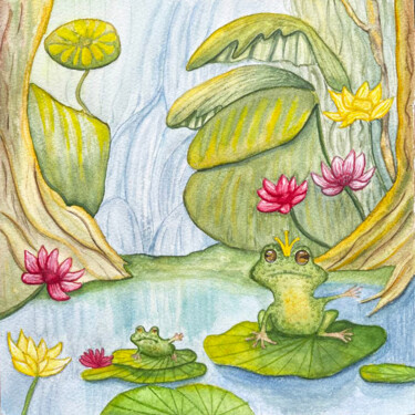 Frogs at home 「Frogs at home」というタイトルの絵画 Janet Signoriniによって, オリジナルのアートワーク, 水彩画